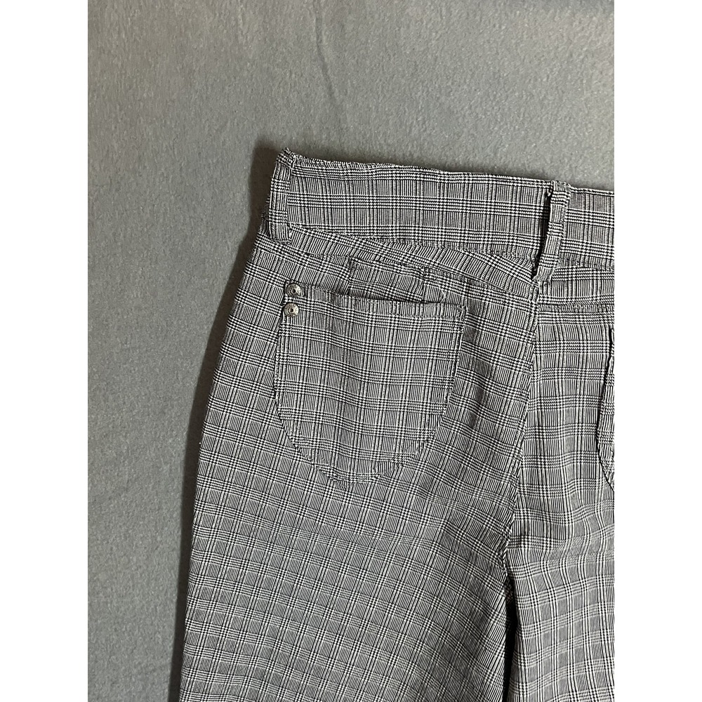 Sabrina Lauren Women's Size 12 Plaid Flare Pants Stretch Rayon Blend Gray Black - Picture 10 of 10
